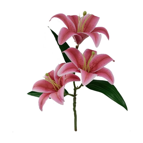 SLYNSHome Artificial Flowers Lily Lilies Silk Faux Flowers with Long Stems,Pink Fake Floral Bulk Bouquet for Home Decor Office Table Centerpiece Decoration