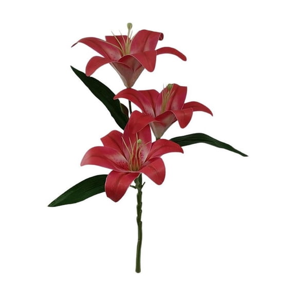 SLYNSHome Artificial Flowers Lily Lilies Silk Faux Flowers with Long Stems,Red Fake Floral Bulk Bouquet for Home Decor Office Table Centerpiece Decoration