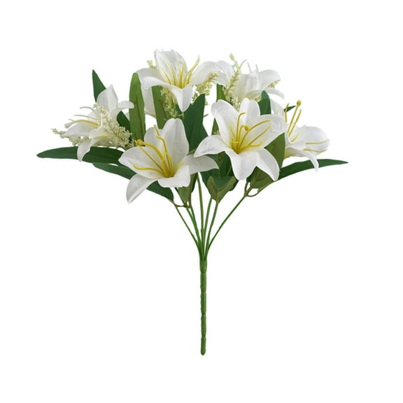 SLYNSHome Artificial Flowers Lily White Faux Flowers Lily for Wedding Bride Shower Blessing Gift Home Decoration