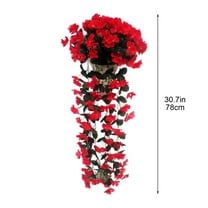 SLYNSHome Artificial Hanging Violet Flowers,Fake Wisteria Vines for Wall Home Room Garden Wedding Indoor Outdoor Spring Summer Decoration - Red