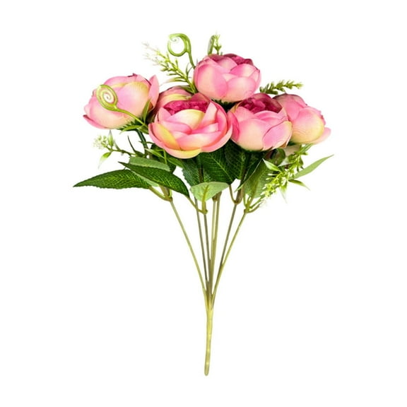 SLYNSHome Artificial Peonies Flowers Bouquet,Vintage Fake Peonies Silk Flower for Centerpiece Table Wedding Party Home Decor - Light Pink