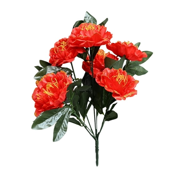 SLYNSHome Artificial Peony Flowers Bouquet with Stems Red Flower for Home Decor Arrangements Vase Table Centerpieces