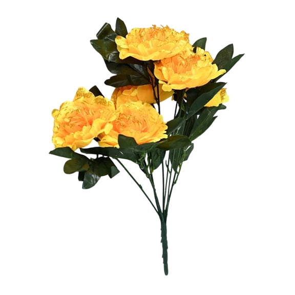 SLYNSHome Artificial Peony Flowers Bouquet with Stems Yellow Flower for Home Decor Arrangements Vase Table Centerpieces