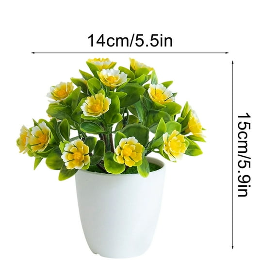 SLYNSHome Artificial Pot Flowers Small Fake Plants with Pot Mini Potted Plants for House Office Tabletop Decoration - Yellow