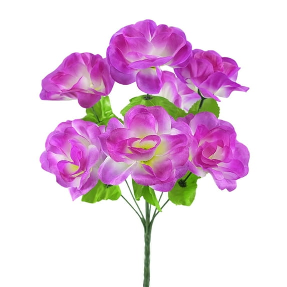 SLYNSHome Artificial Rose Bouquet Realistic Fake Silk Flowers Bouquet Purple Roses for Party Home Wedding Centerpiece Office DIY Decor