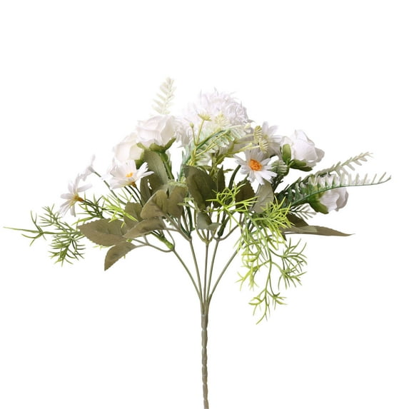 SLYNSHome Artificial Silk Flowers for Vase Decor,Vintage Fake Floral Bouquets for Wedding Bridal Centerpiece Arrangement Home Décor - White