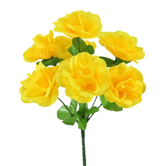 SLYNSHome Artificial Silk Rose Flowers Bouquet Yellow 7 Branch Realistic Fake Roses Bouquet Long Stem for Home Wedding Decoration Party