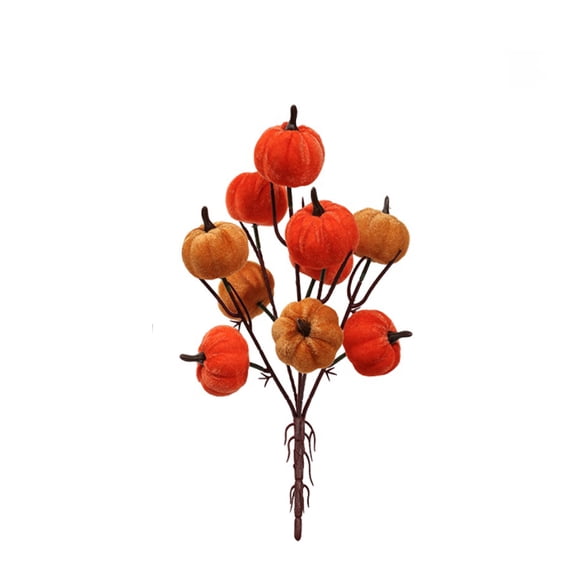 SLYNSHome Artificial Velvet Pumpkin Picks Stems, Fall Decorative Pumpkin Branches For Vase Arrangement, Thanksgiving Home Table Centerpiece Floral Decor Accent