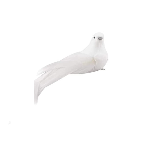 SLYNSHome Artificial White Bird Ornament, Realistic Simulation Bird Figurine for Wedding, Elegant Table Centerpiece Decor for Home Floral Arrangement, Holiday Party Accent