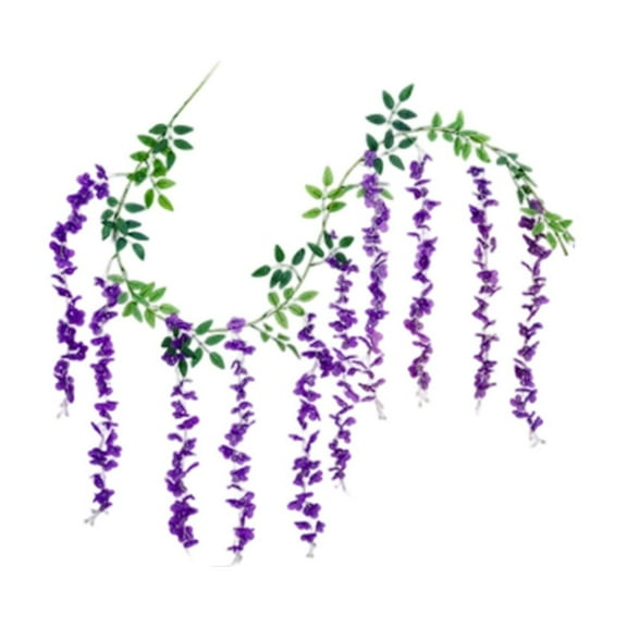 SLYNSHome Artificial Wisteria Flowers Dark Purple Dense Artificial Fake Wisteria Vine Rattan Hanging Garland Silk Flowers String Home Party Wedding Decor
