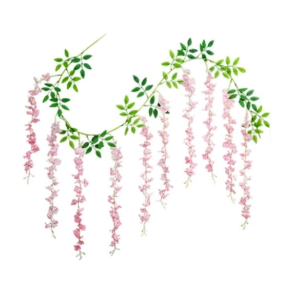 SLYNSHome Artificial Wisteria Flowers Pink Dense Artificial Fake Wisteria Vine Rattan Hanging Garland Silk Flowers String Home Party Wedding Decor