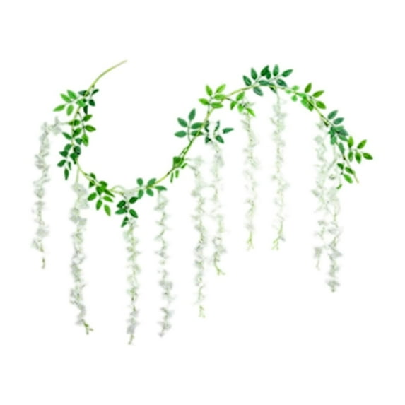 SLYNSHome Artificial Wisteria Flowers White Dense Artificial Fake Wisteria Vine Rattan Hanging Garland Silk Flowers String Home Party Wedding Decor