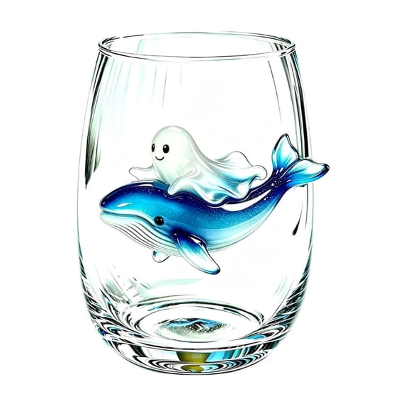 SLYNSHome Artisanal Stemless Glass Cup, Handcrafted Sea Theme Creature Drinkware for Nautical Home Decor, Ocean Lover Coastal Gift