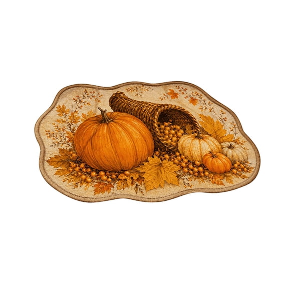 SLYNSHome Autumn Floor Mat, Cozy Pumpkin Basket Non-Slip Bath Rug, Soft Washable Seasonal Shaped Carpet Roll Packed For Bathroom Living Room Entryway Indoor Decor