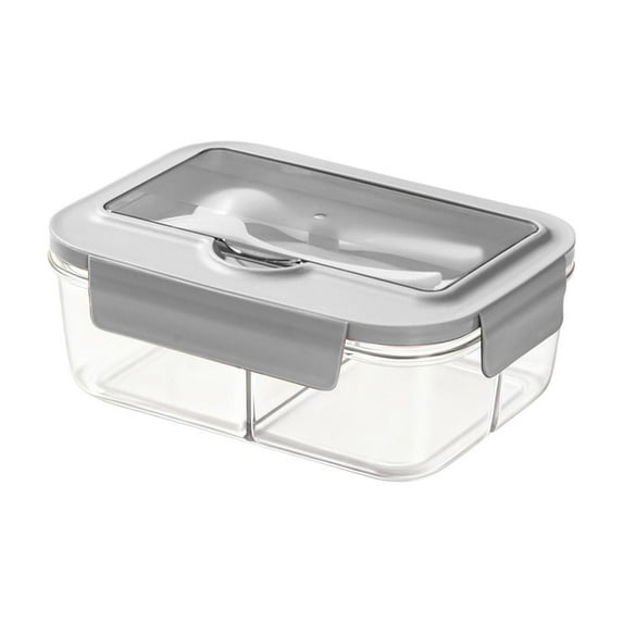 SLYNSHome Bento Box Adult Lunch Box with Utensils,Gray Lunchable Food Container for Adults Men Women with 3 Compartments,Microwave & Dishwasher Safe