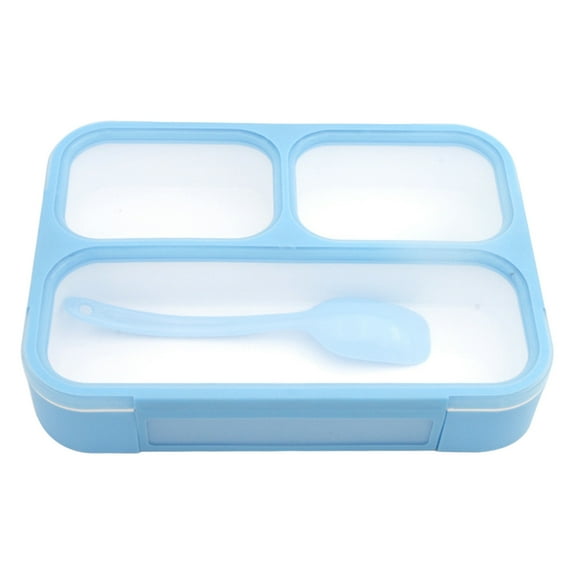 SLYNSHome Bento Box for Adult Lunch Box with 3 Compartments,Leakproof Food Containers with Spoon,Microwave & Dishwasher & Freezer Safe - Blue