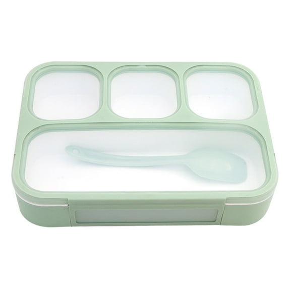 SLYNSHome Bento Box for Adult Lunch Box with 3 Compartments,Leakproof Food Containers with Spoon,Microwave & Dishwasher & Freezer Safe - Green