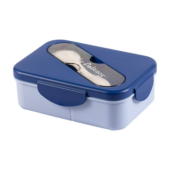 SLYNSHome Bento Boxes for Adults,Bento Lunch Box with Spoon,2 Compartments Durable Perfect Size for On-the-Go Meal Lunch Box - Blue