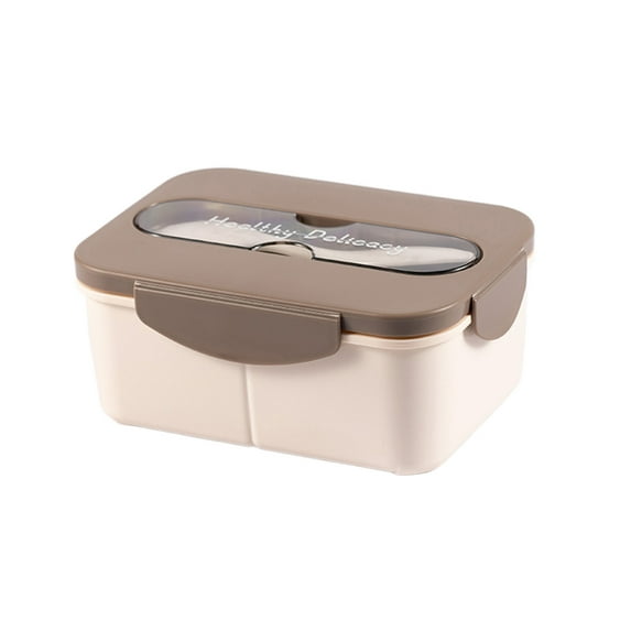 SLYNSHome Bento Boxes for Adults,Bento Lunch Box with Spoon,3 Compartments Durable Perfect Size for On-the-Go Meal Lunch Box - Gray