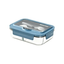 SLYNSHome Bento Lunch Boxes for Adults,Food Container with Spoon & Fork 2-Compartment Lunch Containers for Office Camping