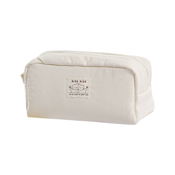 SLYNSHome Big Capacity Pencil Case Beige Large Pen Pouch Holder Bag Marker Case Stationery Storage Office Desk Organizer