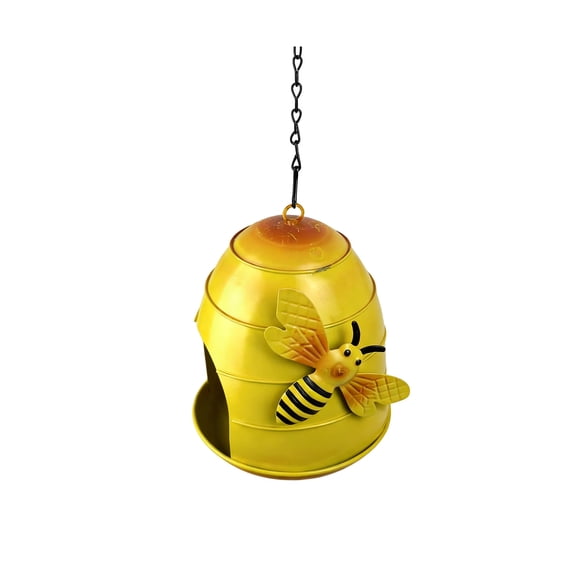 SLYNSHome Birds Feeders Hanging Metal Wild Bird Feeders Yellow Bee Bird House Feeder for Outside Garden Decor,Gifts for Mom, Grandma