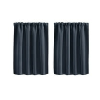 SLYNSHome Blackout Curtains,30x36 inch 2 Panels Short Thermal Insulated Window Curtains Solid Color Curtains for Bedroom Kitchen Bathroom - Navy
