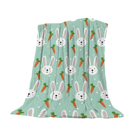 SLYNSHome Bunny Blanket Easter Decoration Green Cute Rabbits Flannel Fleece Throw Blanket for Sofa Couch Bed