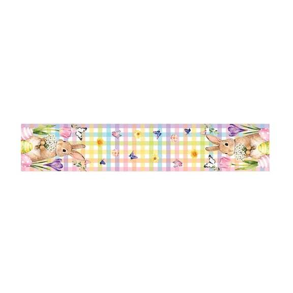 SLYNSHome Bunny Easter Table Runner, Cute Rabbit Seasonal Spring Summer Kitchen Dining Table Decoration for Home Party Decor