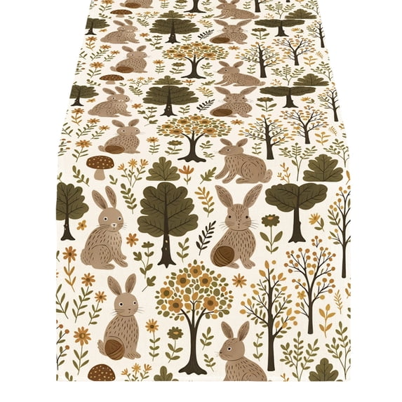 SLYNSHome Bunny Rabbit Easter Table Runner,Spring Seasonal Kitchen Dining Table Decoration for Home Party Decor