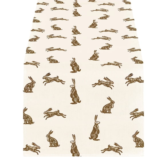 SLYNSHome Bunny Rabbit Easter Table Runner,Spring Seasonal Kitchen Dining Table Decoration for Home Party Decor