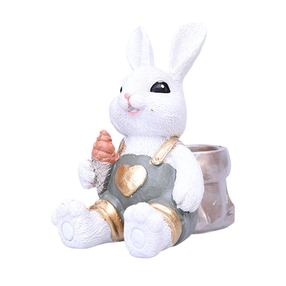 SLYNSHome Bunny Rabbits Statue Easter Decor Spring Easter Decoration White Vintage Rustic Country Bunnies Rabbit Figurine