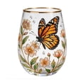 thumbnail image 1 of SLYNSHome Butterfly Floral Stemless Glass Cup With Gold Rim, Elegant Water Drinking Tumbler, Birthday Gift For Women, Home Kitchen Decorative Glassware, 1 of 6