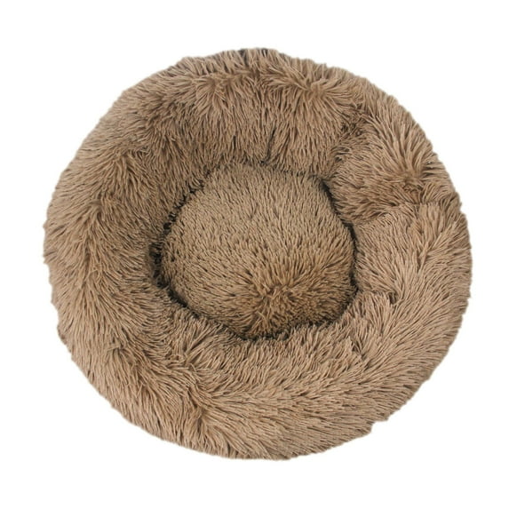 SLYNSHome Calming Cat Beds for Indoor Cats,Washable Dog Beds Anti Anxiety Round Fluffy Plush Faux Fur Pet Bed - Coffee