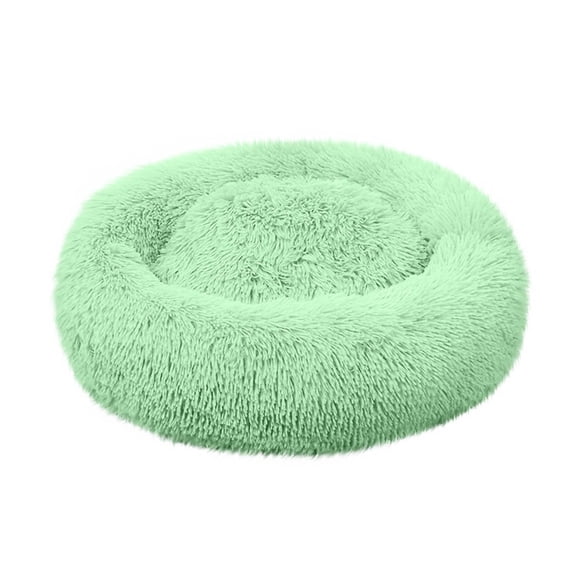 SLYNSHome Calming Dog & Cat Bed,Anti-Anxiety Donut Warming Cozy Soft Round Bed Fluffy Faux Fur Plush Cushion Bed for Small Medium Dogs and Cats - Green