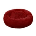 thumbnail image 1 of SLYNSHome Calming Dog & Cat Bed,Anti-Anxiety Donut Warming Cozy Soft Round Bed Fluffy Faux Fur Plush Cushion Bed for Small Medium Dogs and Cats - Watermelon Red, 1 of 5