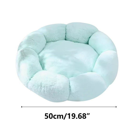 SLYNSHome Calming Donut Dog Bed, Anti Anxiety Round Fluffy Plush Faux Fur Warm Cat Bed Washable Puppy Beds Cat Sleeping Bag Sofa - Blue - 19.7 inch