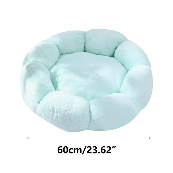 SLYNSHome Calming Donut Dog Bed, Anti Anxiety Round Fluffy Plush Faux Fur Warm Cat Bed Washable Puppy Beds Cat Sleeping Bag Sofa - Blue - 23.6 inch