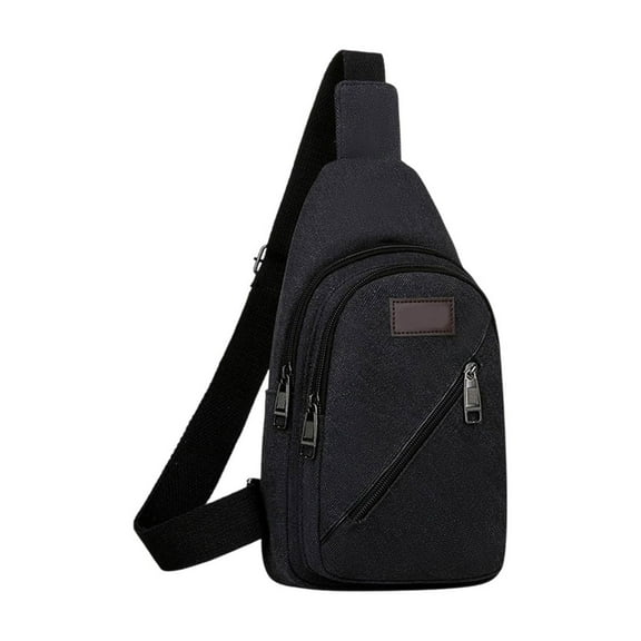 SLYNSHome Canvas Chest Bag Large Capacity Multipurpose Crossbody Bag Adjustable Strap for Men Women Outdoor Hiking Travel - Black