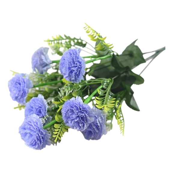 SLYNSHome Carnations Artificial Flowers Blue 7 Heads Silk Carnations Flowers with Stems for Wedding Home Table Centerpieces Floral Arrangements Decor