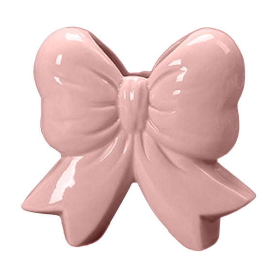 SLYNSHome Ceramic Flower Vases for Centerpiece Table Pink Bow Vase for Wedding Housewarming Gift