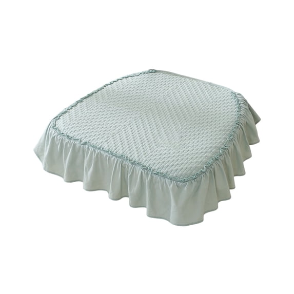 SLYNSHome Chair Pad Cushion with Ruffle for Dining Chairs Blue Non Slip Breathable Square Chair Pad