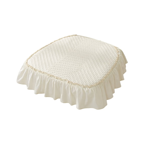 SLYNSHome Chair Pad Cushion with Ruffle for Dining Chairs White Non Slip Breathable Square Chair Pad