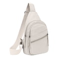 thumbnail image 1 of SLYNSHome Chest Bag for Men Outdoor Travel Crossbody Bag PU Leather Trendy Versatile Adjustable Strap Multi-Pocket Hands-Free - White, 1 of 3