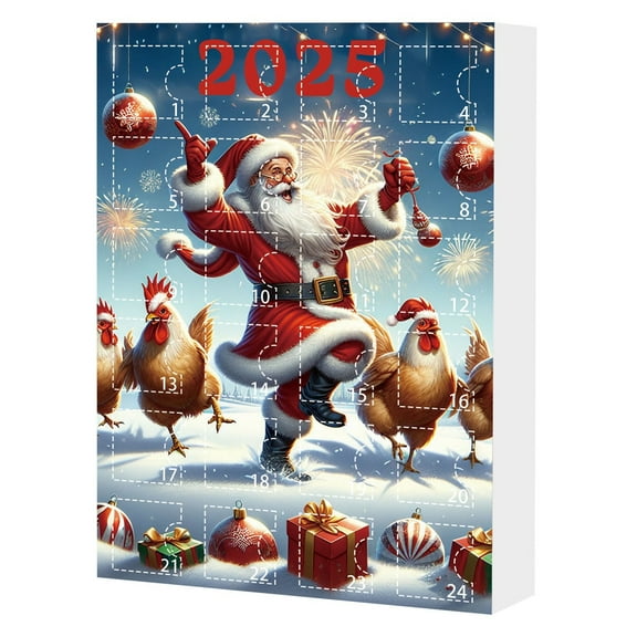 SLYNSHome Christmas Advent Calendar Cute Chicken Figures 24 Days Christmas Countdown Calendars of Xmas Surprises Gifts with Mini Animals Figurines Collectible