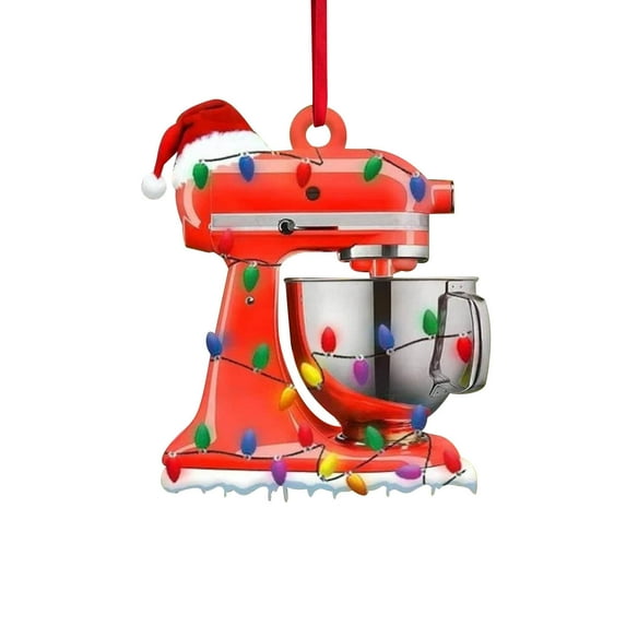 SLYNSHome Christmas Baking Ornaments,Hanging Kitchen Mixer Blown Christmas Tree Pendant Chef Cooking Ornaments for Holiday Decoration