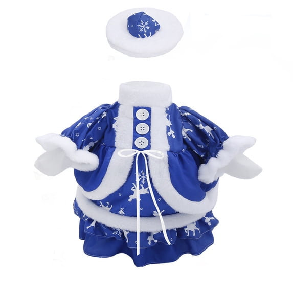 SLYNSHome Christmas Blue Winter Goose Outfit With White Hat For 23 Inch Statue, Reindeer Snowflake Coat With Fur Trim And Buttons, Outdoor Garden Yard Patio Decor
