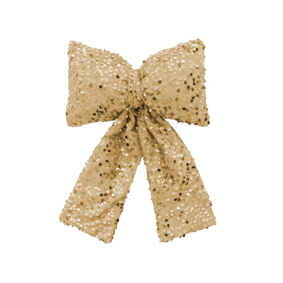 SLYNSHome Christmas Bow Decorations,Gold Glitter Sequin Large Bow Ornament for Xmas Tree Topper Home Wreath Fence Stairs Railing Fireplace Decor