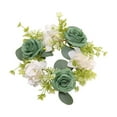 thumbnail image 1 of SLYNSHome Christmas Candle Rings Mini Wreath,Artificial Rose Flowers Small Wreath Candle Holder for Wedding Home Table Centerpieces Cabinets Decoration - Green, 1 of 7