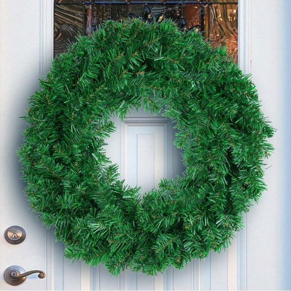 SLYNSHome Christmas Cedar Wreath,Xmas Artificial Cedar Wreaths Faux Green Fake Pine Needles Wreath for Front Door,Wall,Windows,Home,Outdoor,Decor - 17.7 inch